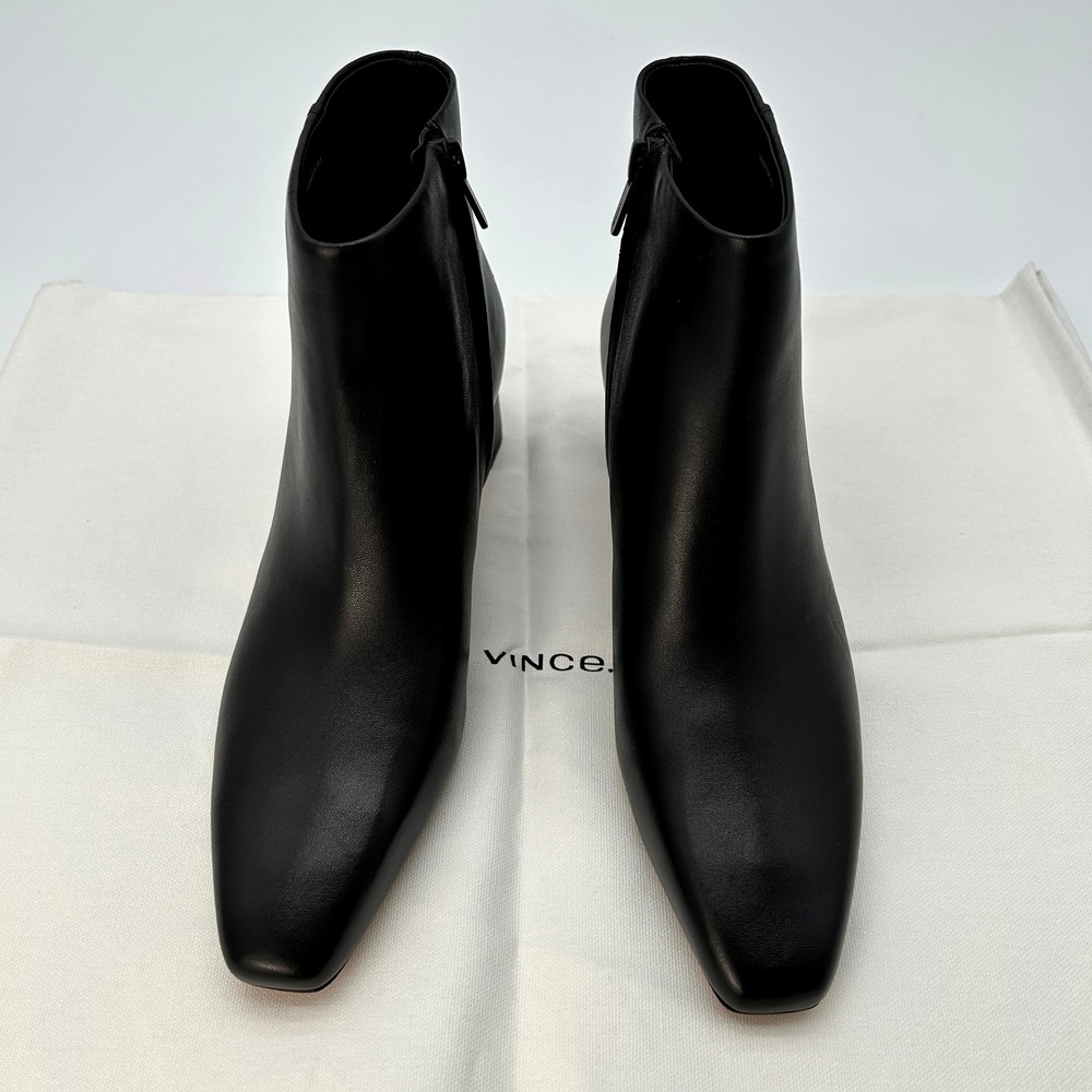 Block Heel Ankle Boots Vince Silvana Bootie Womens Size 8 M Black Leather NEW - Picture 3 of 8